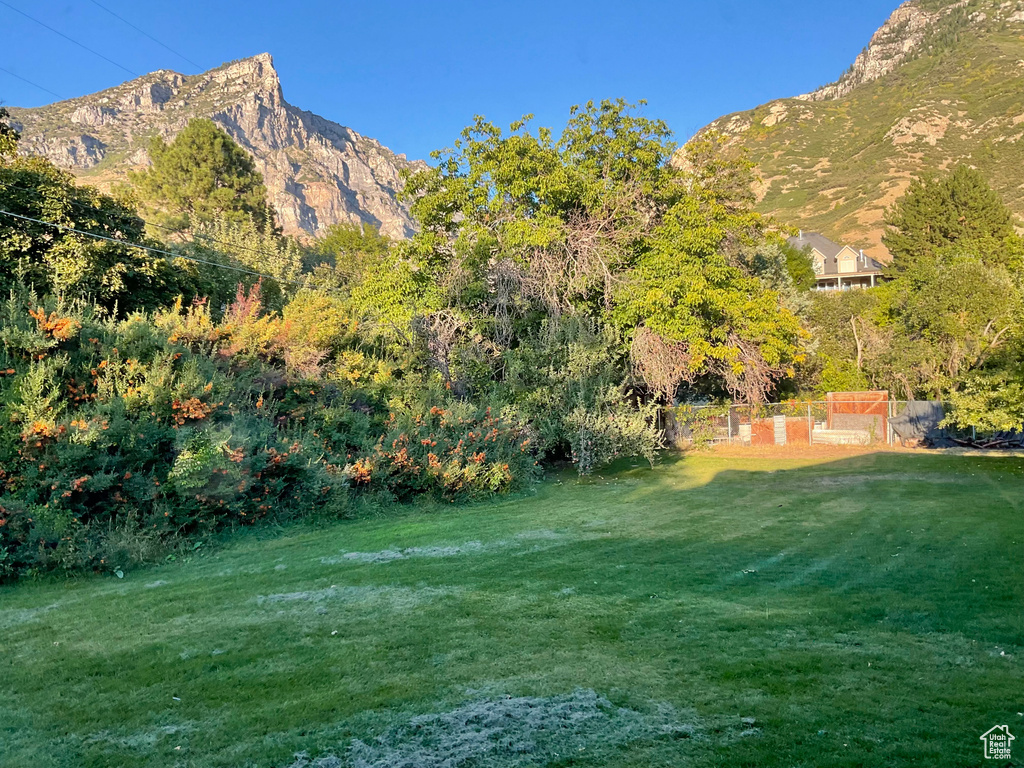 View of yard featuring a mountain view