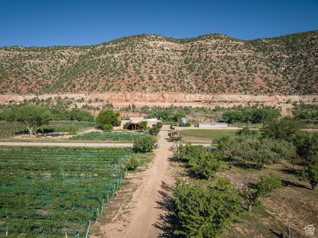 Mountain view featuring a rural view