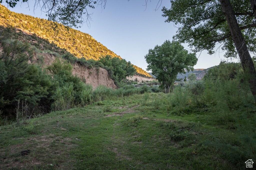 View of yard with a mountain view