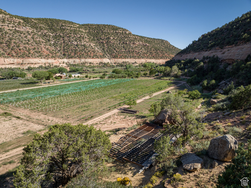 Mountain view featuring a rural view