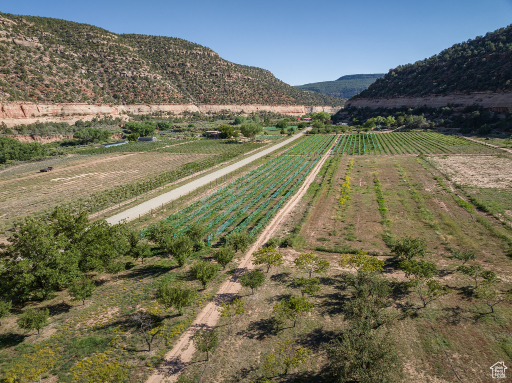 Mountain view featuring a rural view