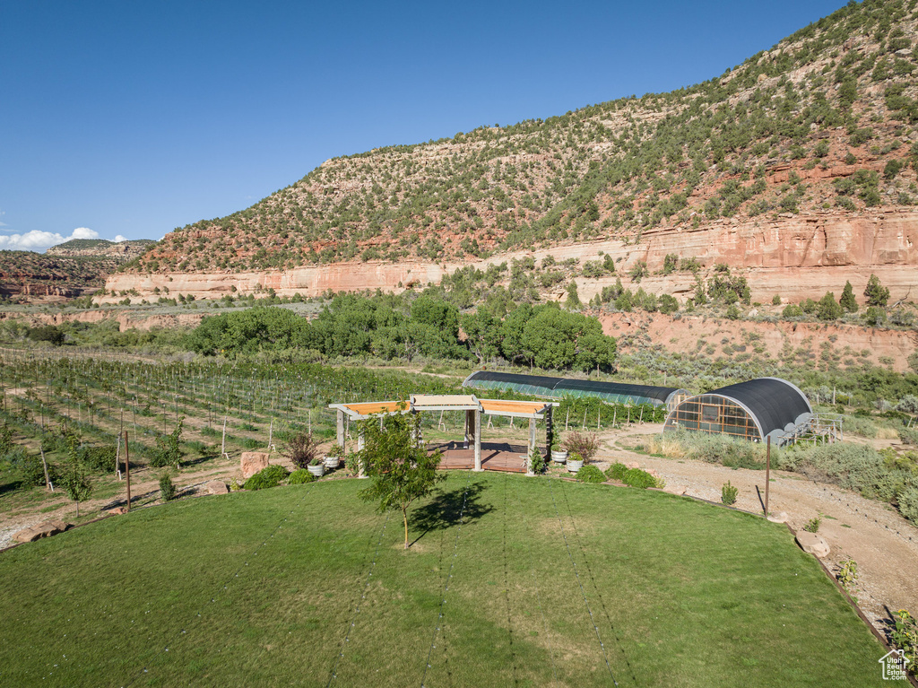 View of mountain feature with a rural view