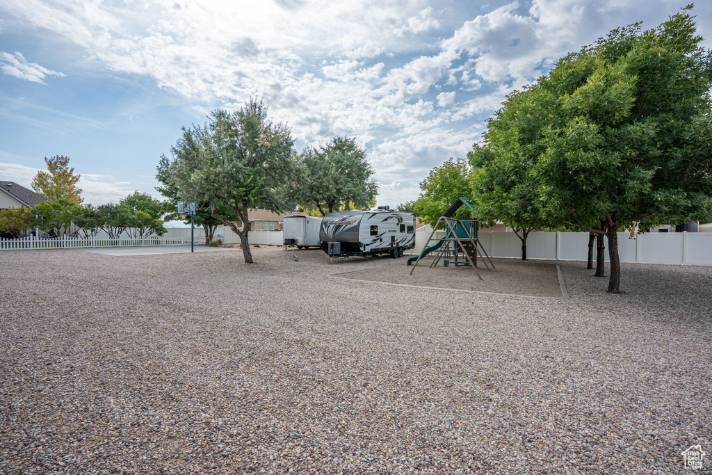 View of yard with a playground