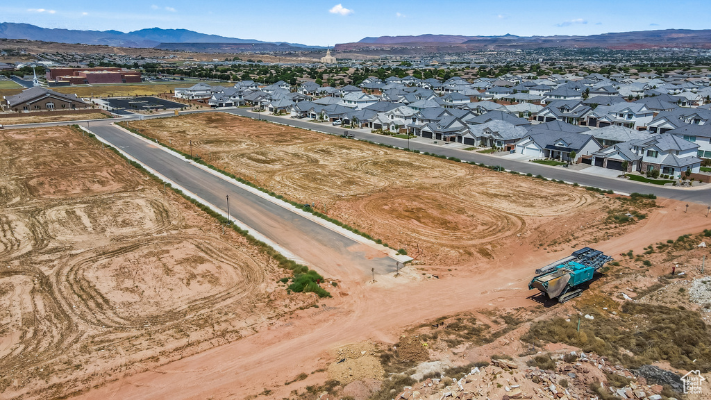 Aerial view featuring a mountain view