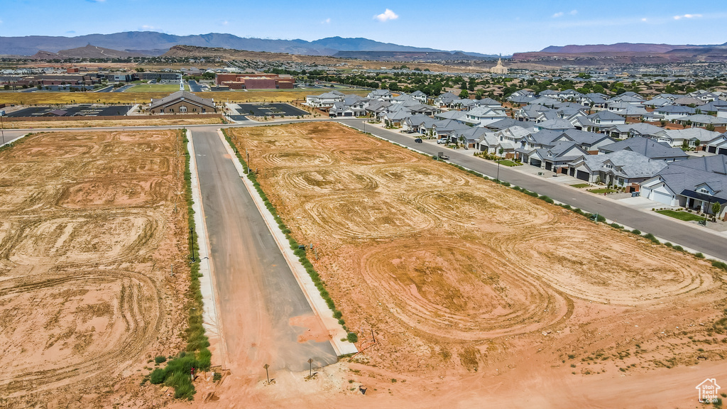 Aerial view featuring a mountain view