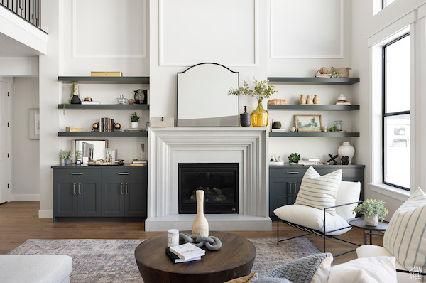 Living room featuring a wealth of natural light and dark hardwood / wood-style floors