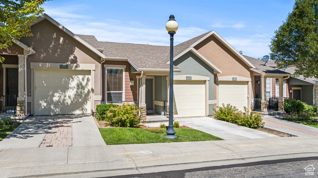 View of front of home with a garage