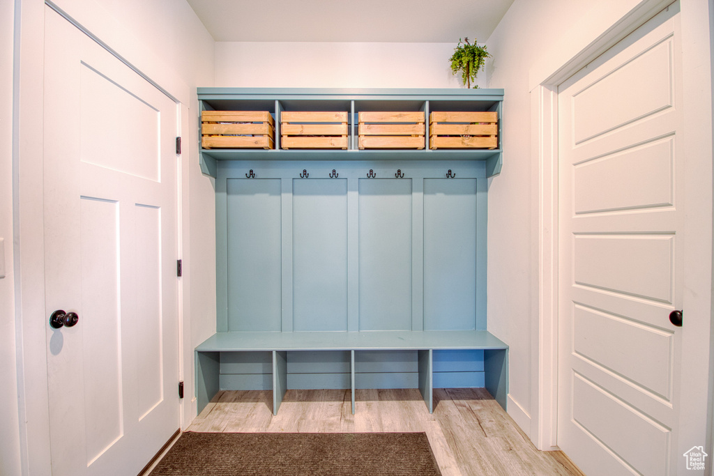 Mudroom featuring hardwood / wood-style floors