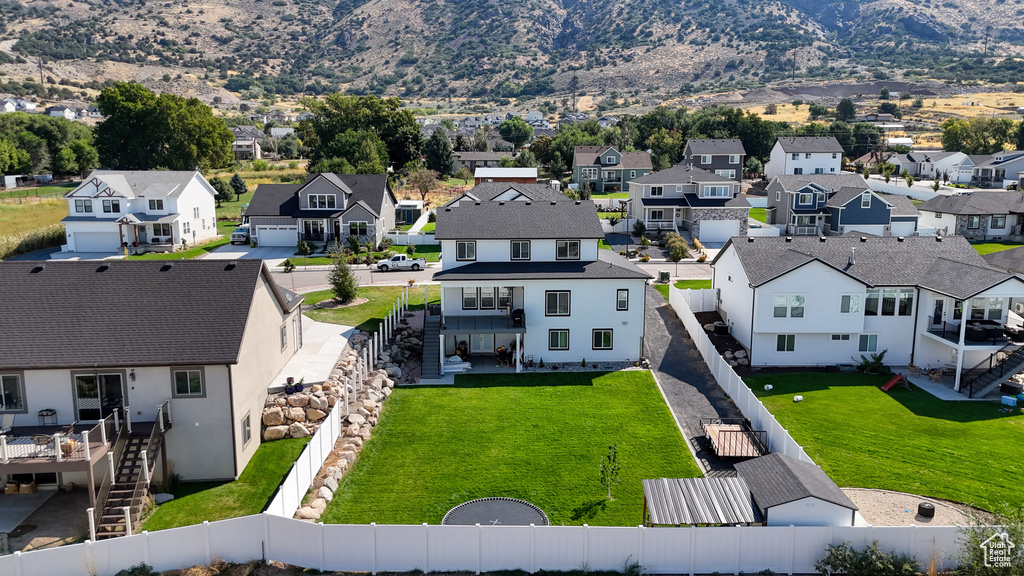 Drone / aerial view with a mountain view