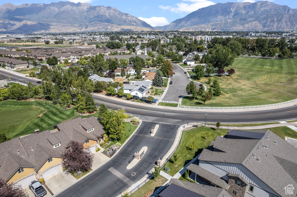 Drone / aerial view with a mountain view