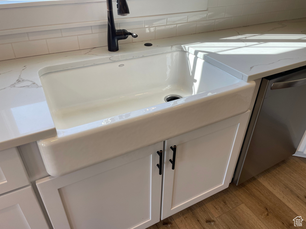 Bathroom with wood-type flooring