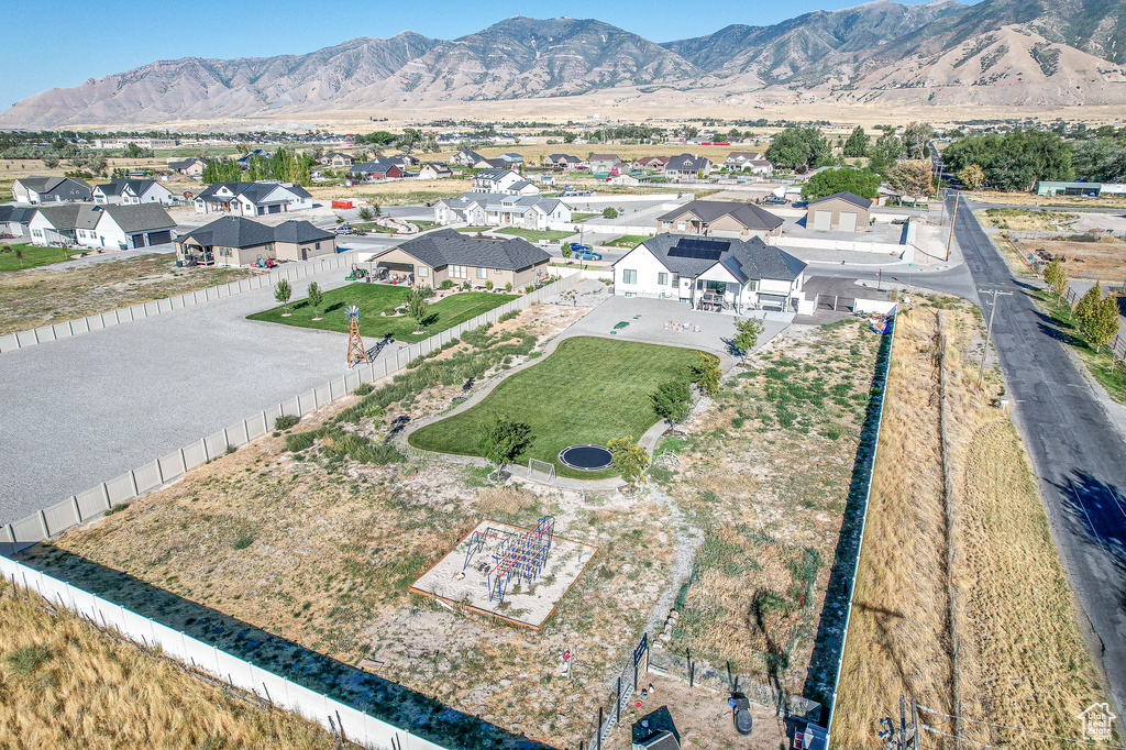 Aerial view featuring a mountain view