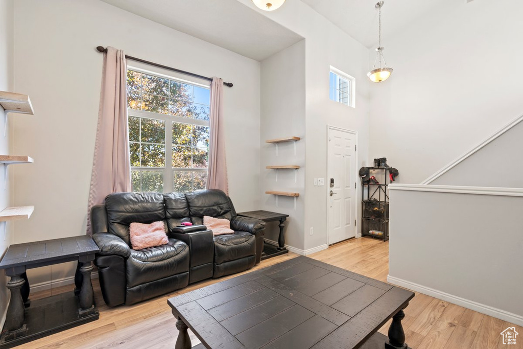 Living room featuring light wood-type flooring