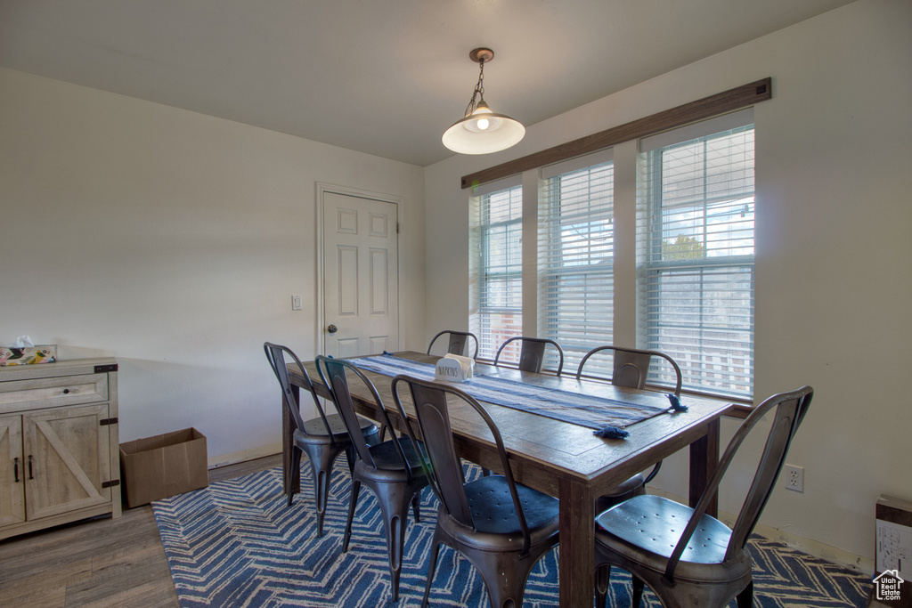 Dining room with hardwood / wood-style floors