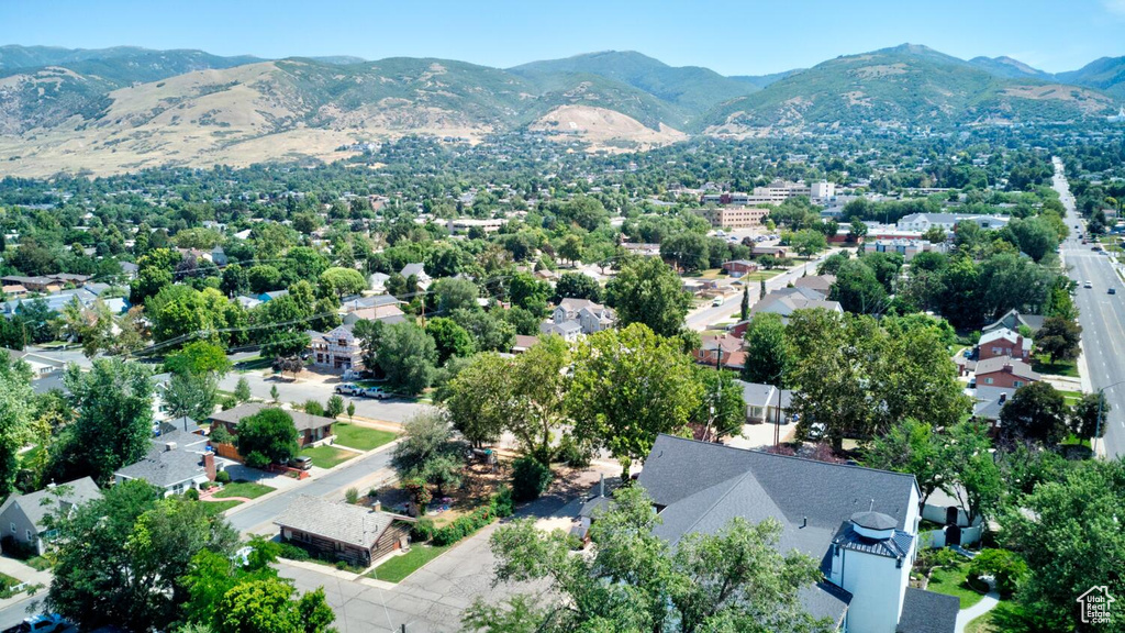 Drone / aerial view with a mountain view