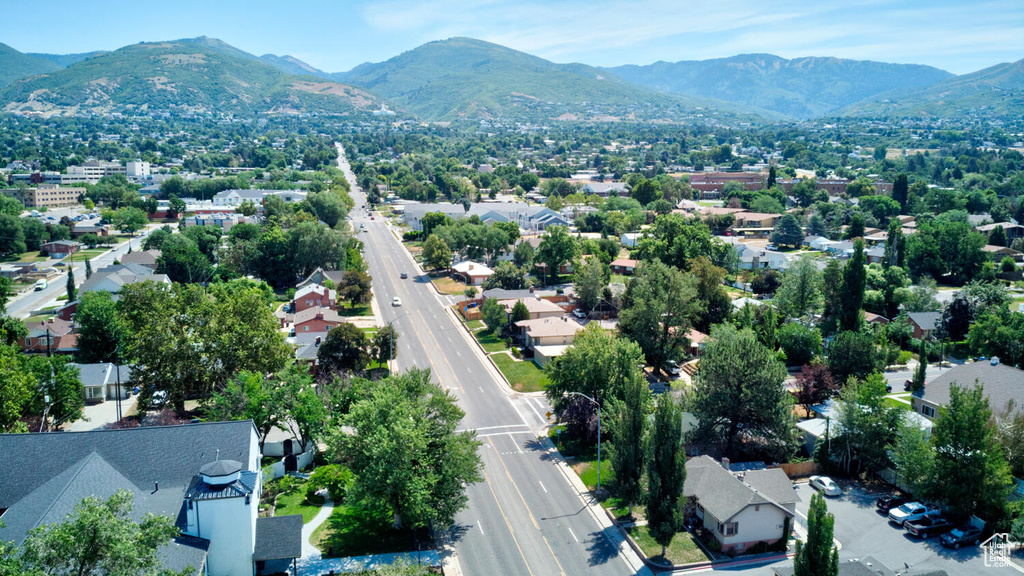 Drone / aerial view with a mountain view