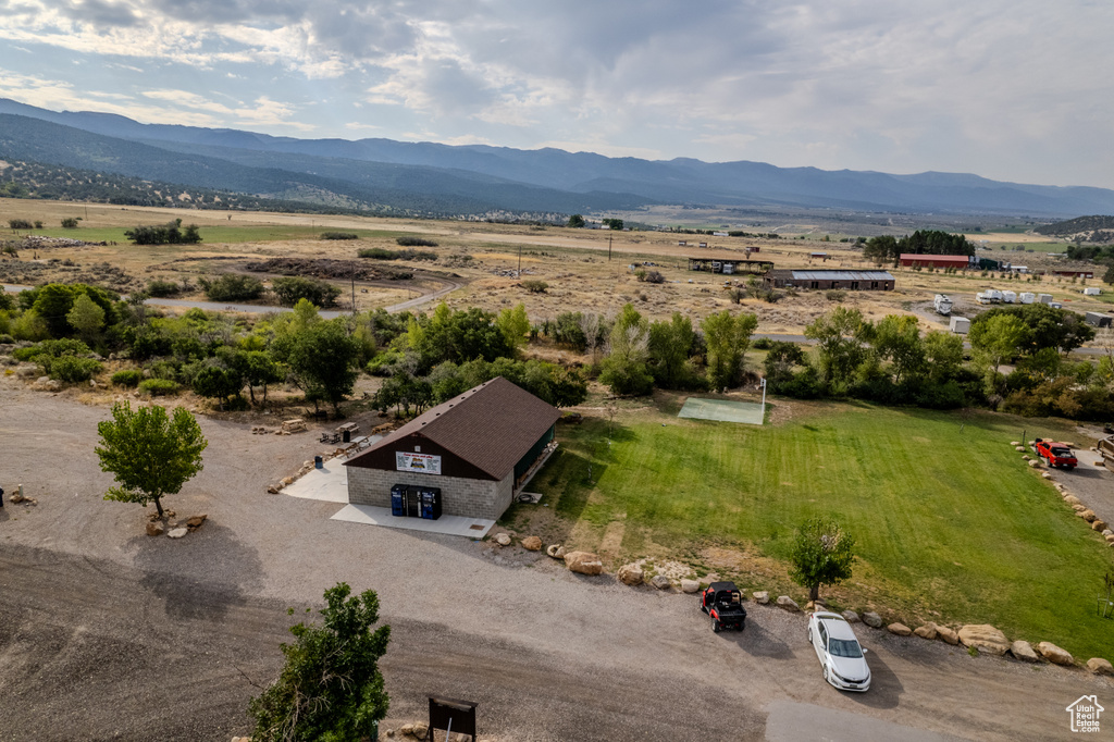 Aerial view with a rural view and a mountain view