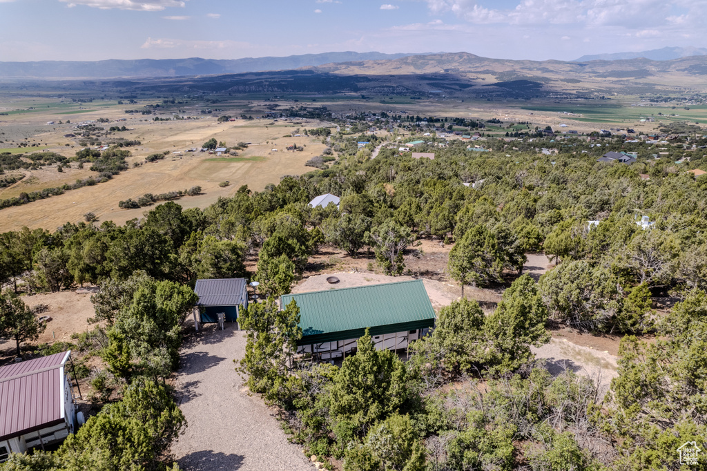 Drone / aerial view with a mountain view