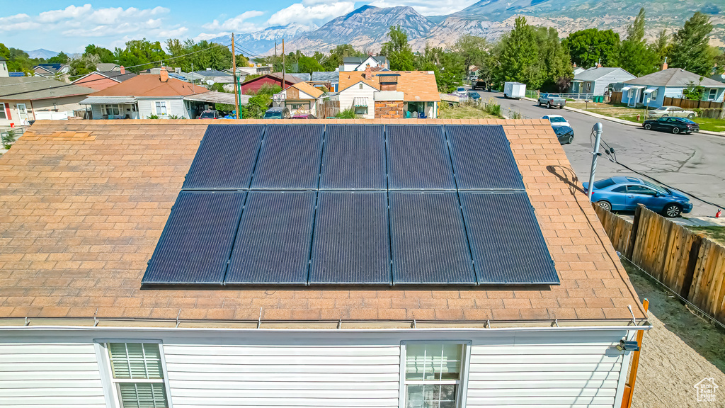 Exterior space featuring a mountain view