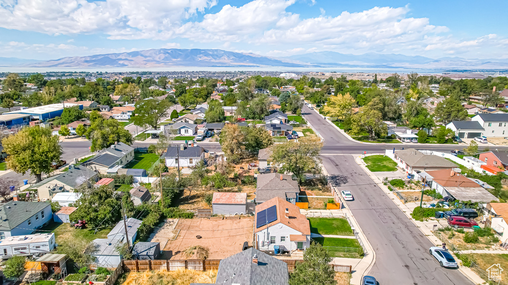 Aerial view featuring a mountain view