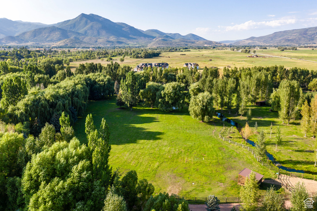 Aerial view featuring a mountain view and a rural view