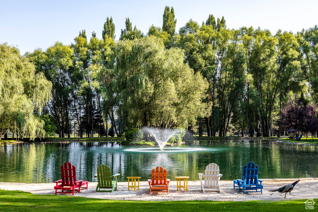 Surrounding community featuring a water view