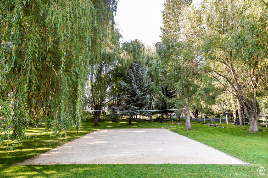 View of property's community with volleyball court and a yard