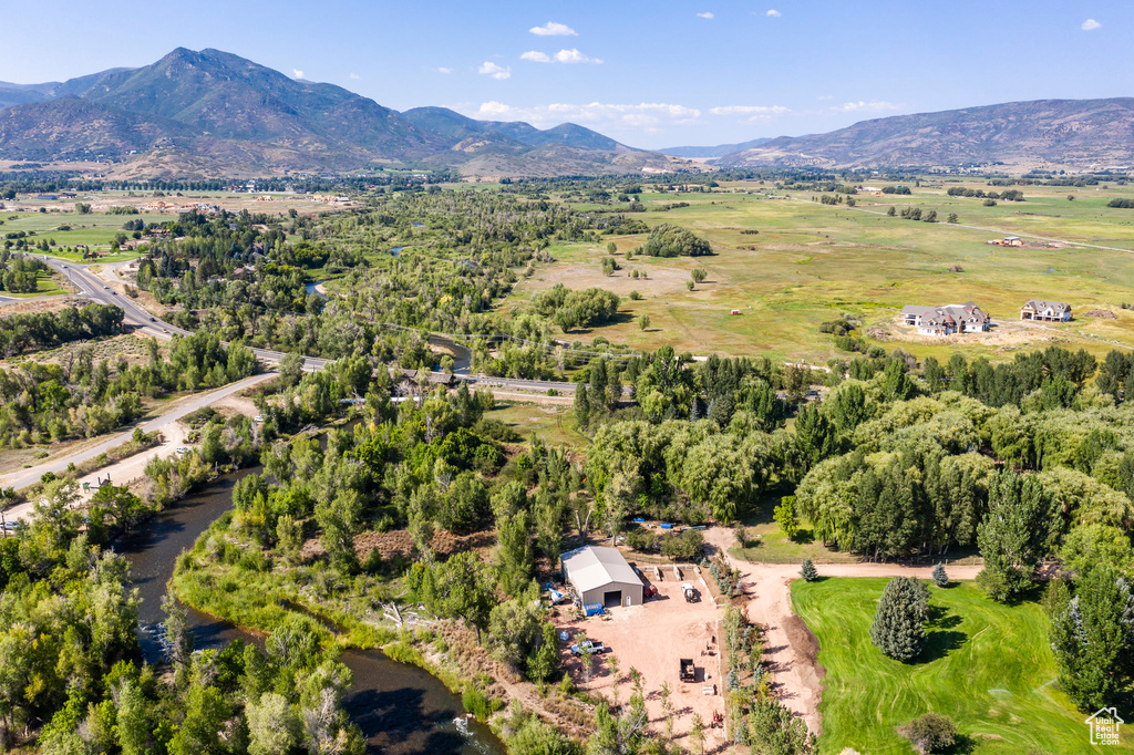 Drone / aerial view featuring a rural view and a mountain view