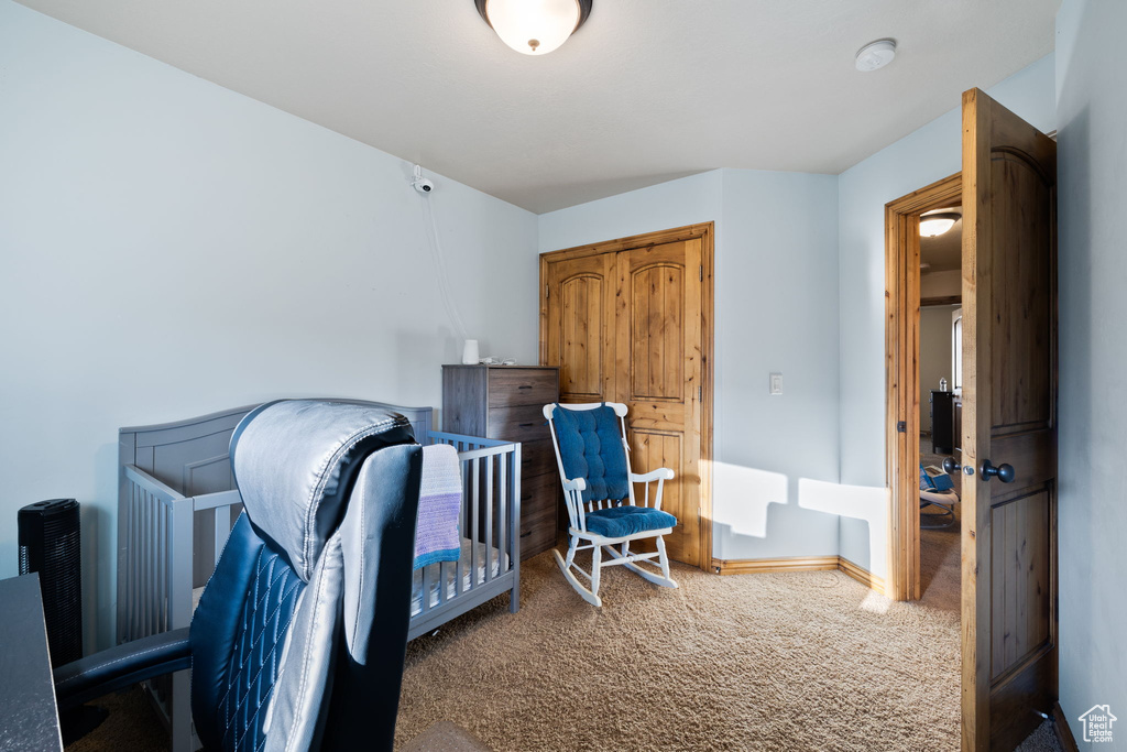 Bedroom with carpet floors