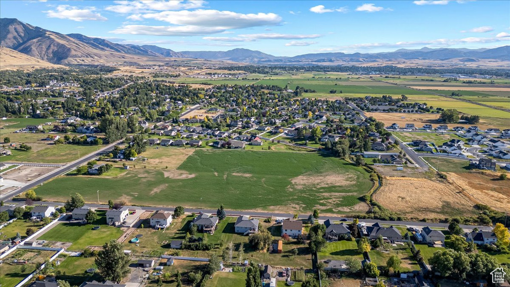 Aerial view featuring a mountain view