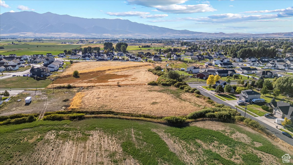 Aerial view featuring a mountain view