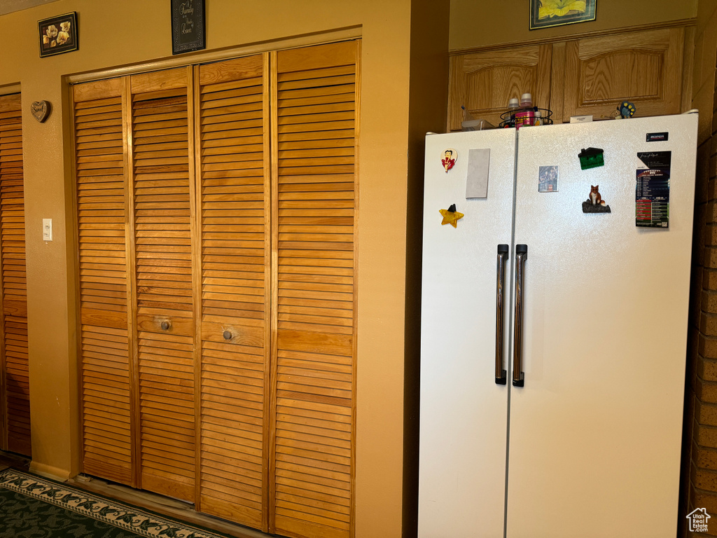 Details featuring white fridge