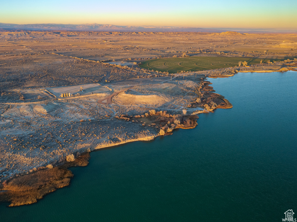 Aerial view at dusk with a water view