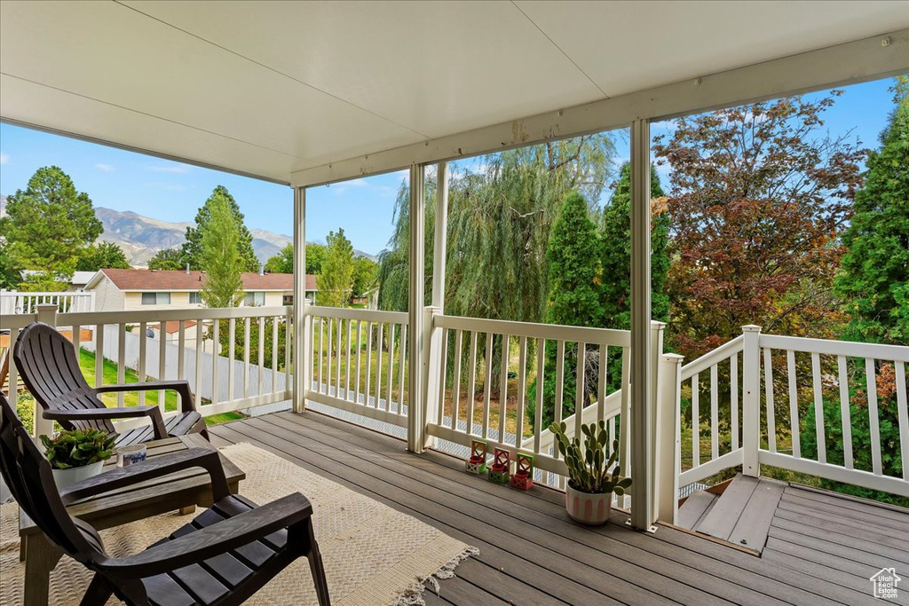 Deck with a mountain view