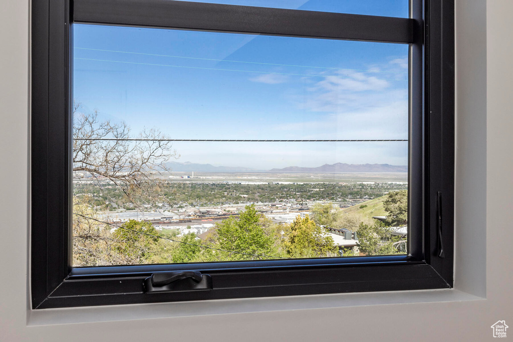 Interior space featuring a mountain view