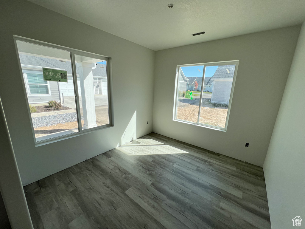 Unfurnished room with light hardwood / wood-style flooring and a healthy amount of sunlight