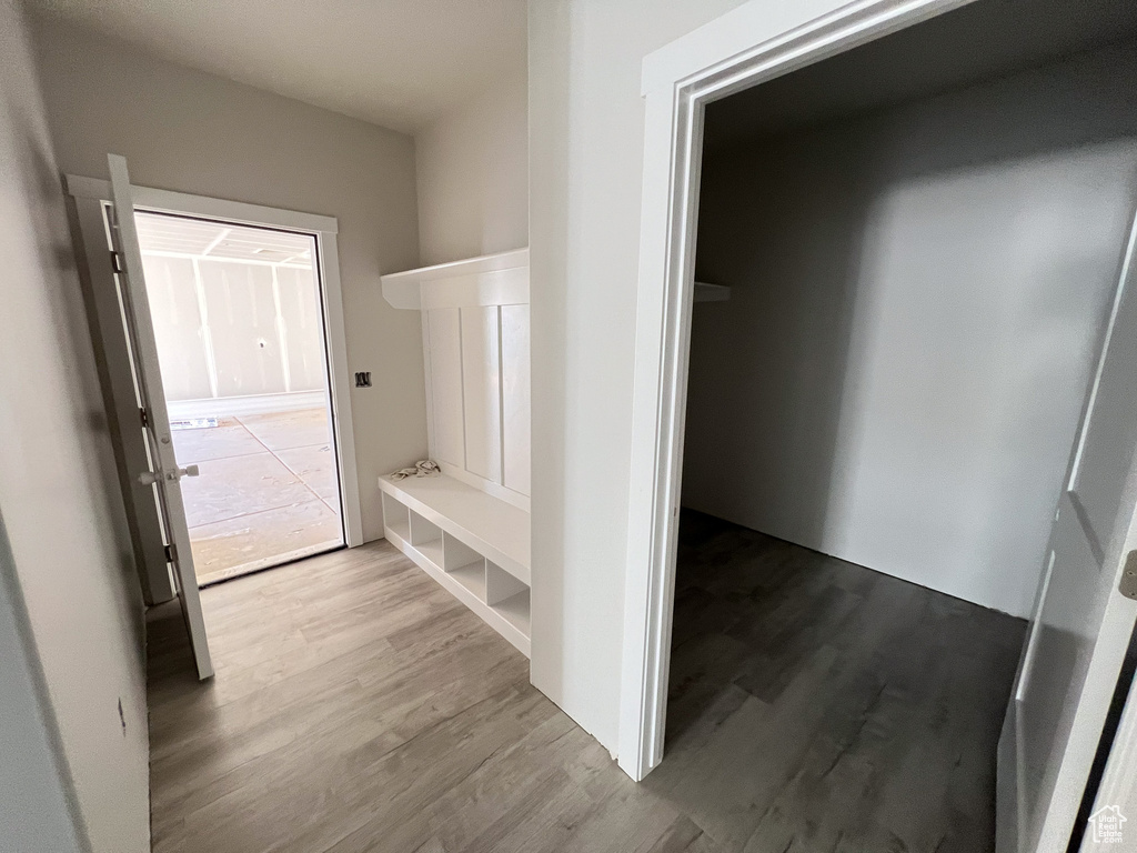 Hallway featuring light hardwood / wood-style flooring