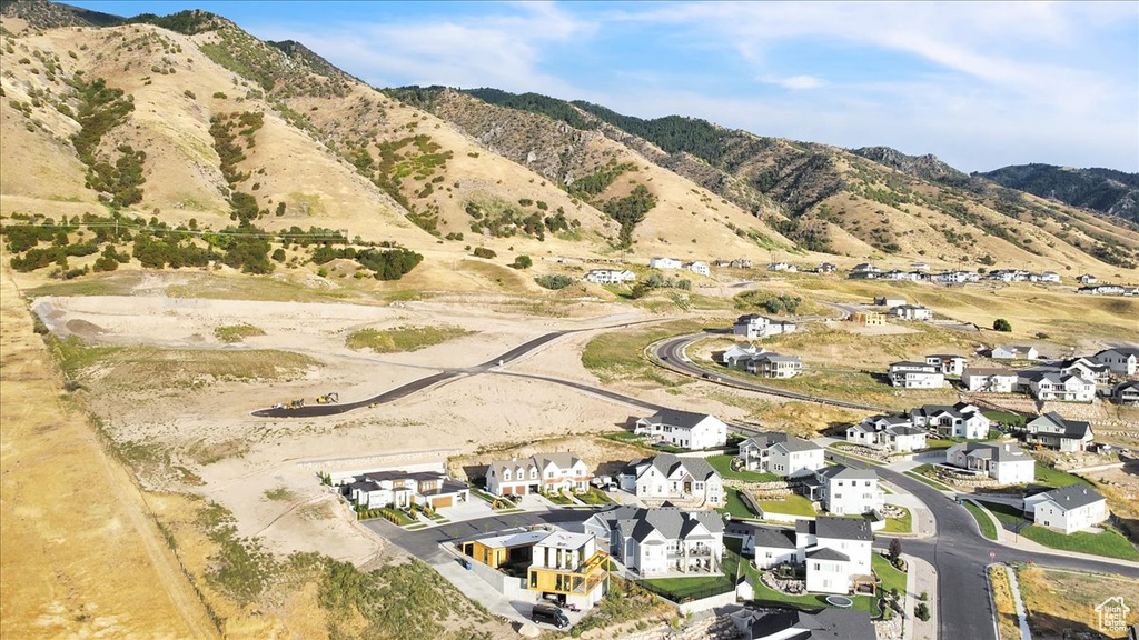 Aerial view featuring a mountain view