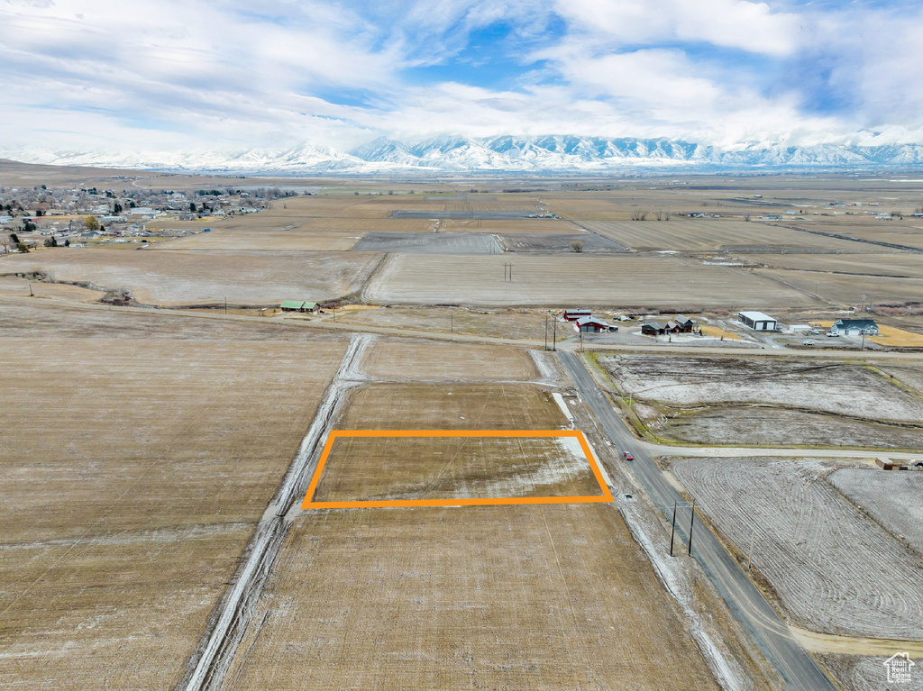 Aerial view with a mountain view and a rural view