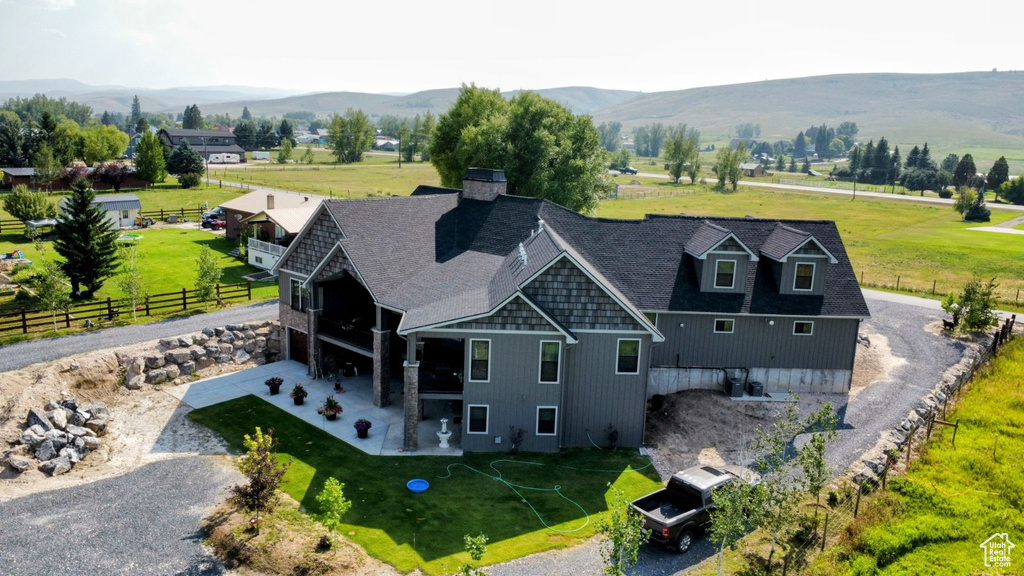 Bird\'s eye view with a rural view and a mountain view