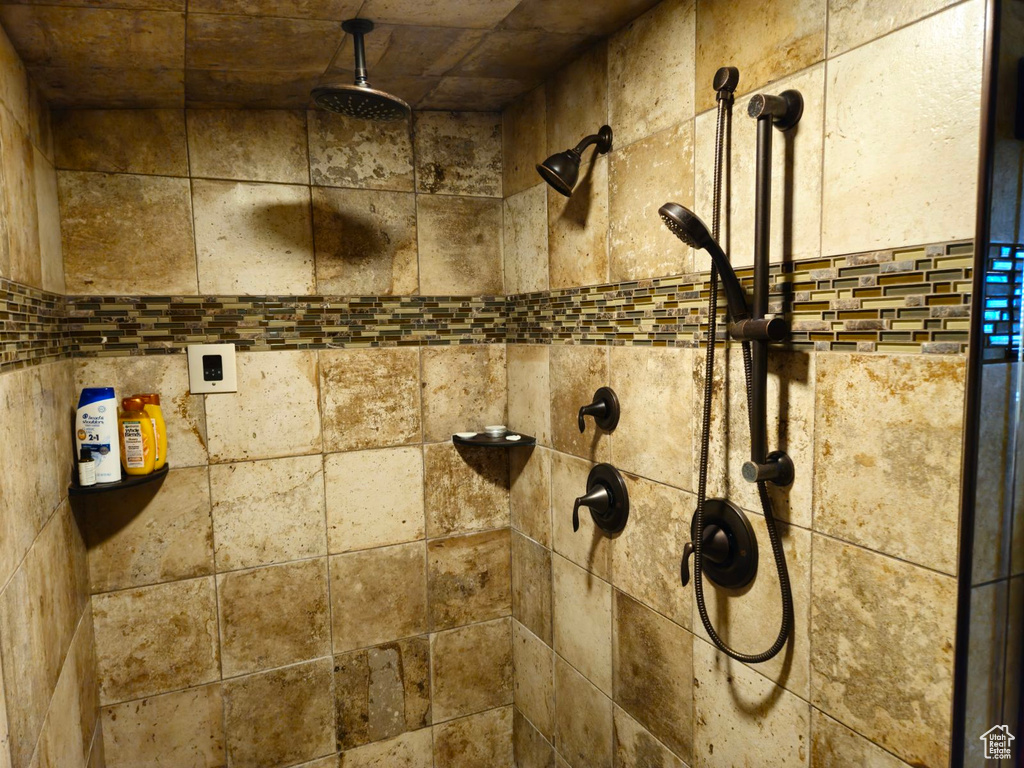 Interior details with a tile shower