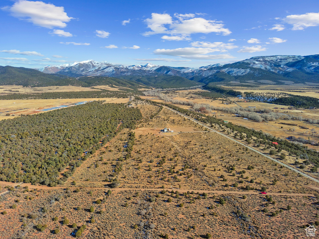 Drone / aerial view with a mountain view