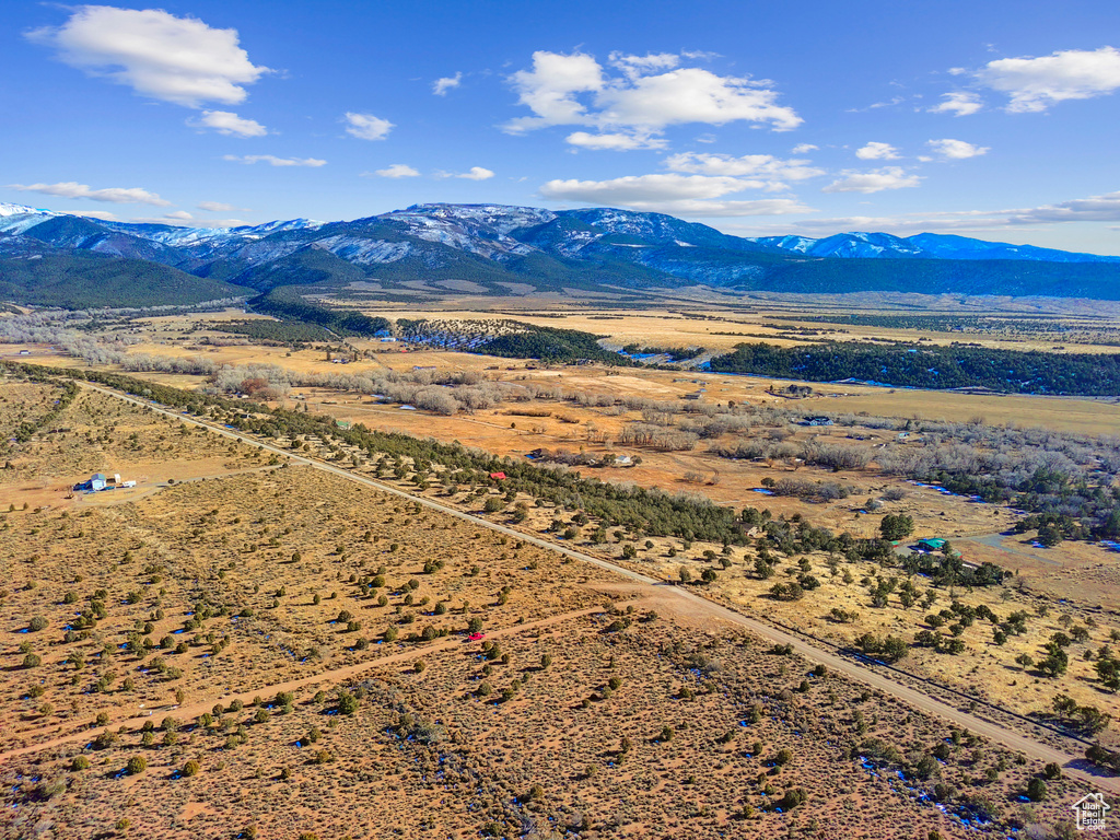 Aerial view featuring a mountain view