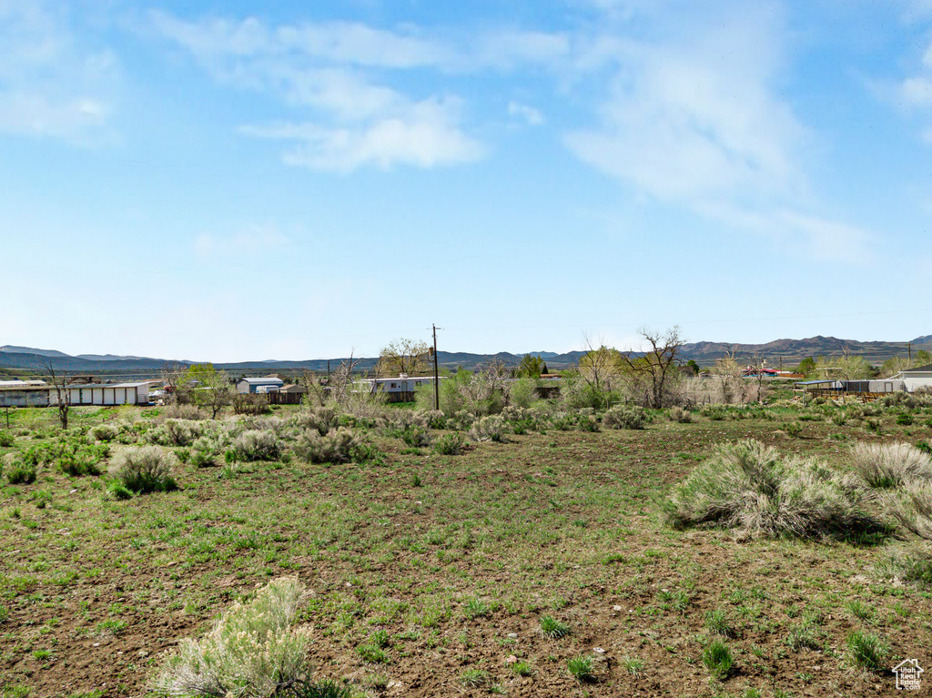 View of yard with a mountain view and a rural view