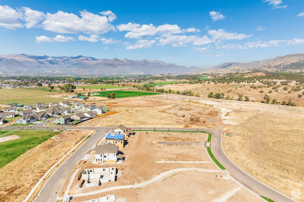 Aerial view featuring a mountain view