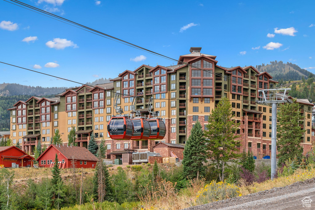 View of building exterior with a mountain view