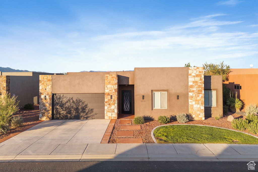 View of pueblo revival-style home