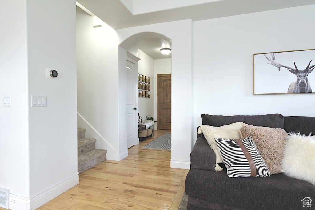 Living room featuring light hardwood / wood-style floors