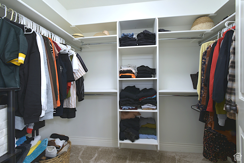 Walk in closet featuring carpet