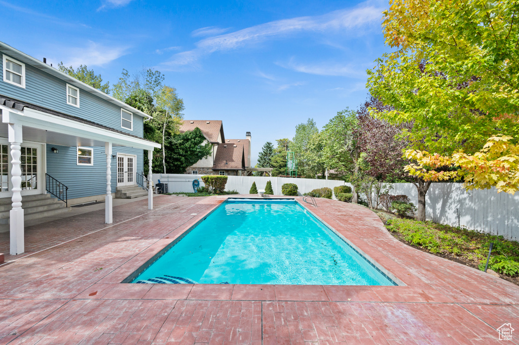 View of pool featuring a patio